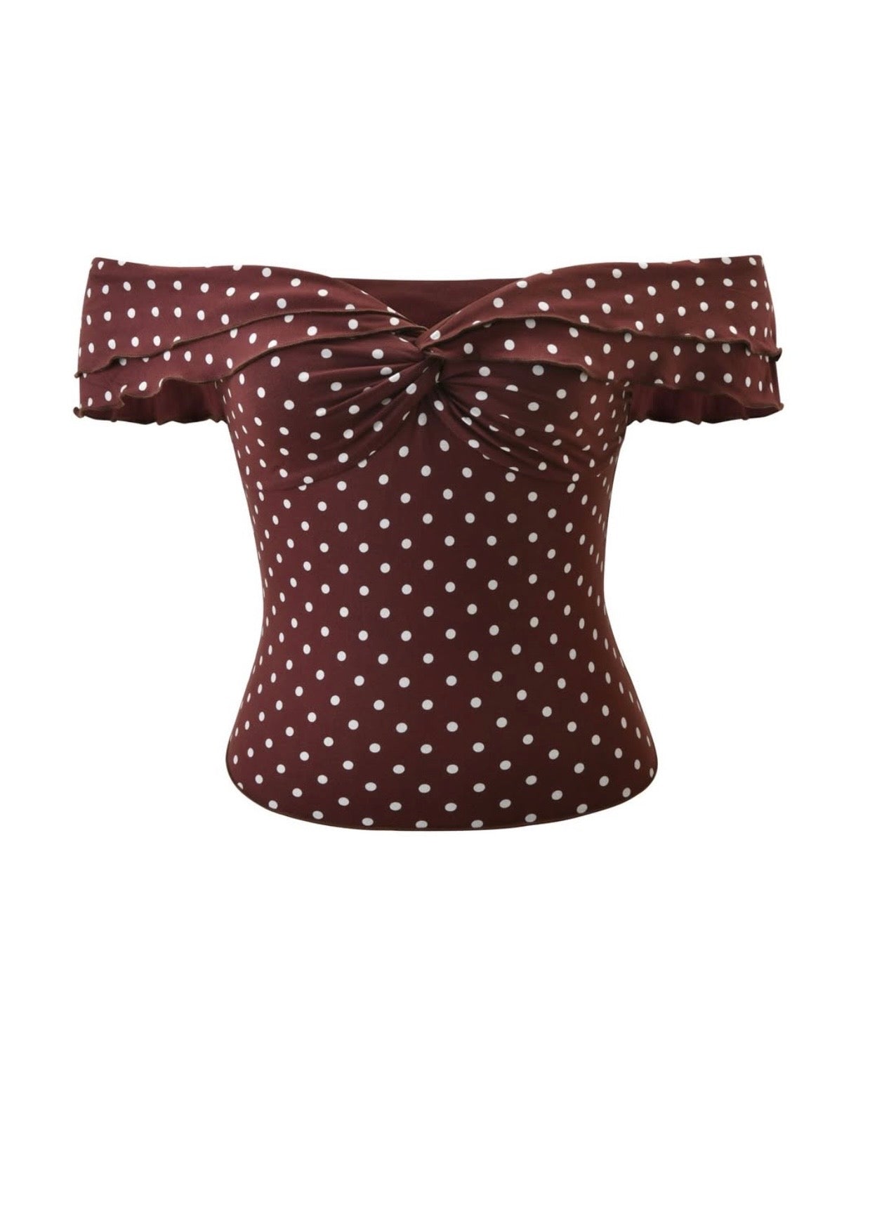 POLKA DOT OFF SHOULDER CROP TOP + MAXI SKIRT