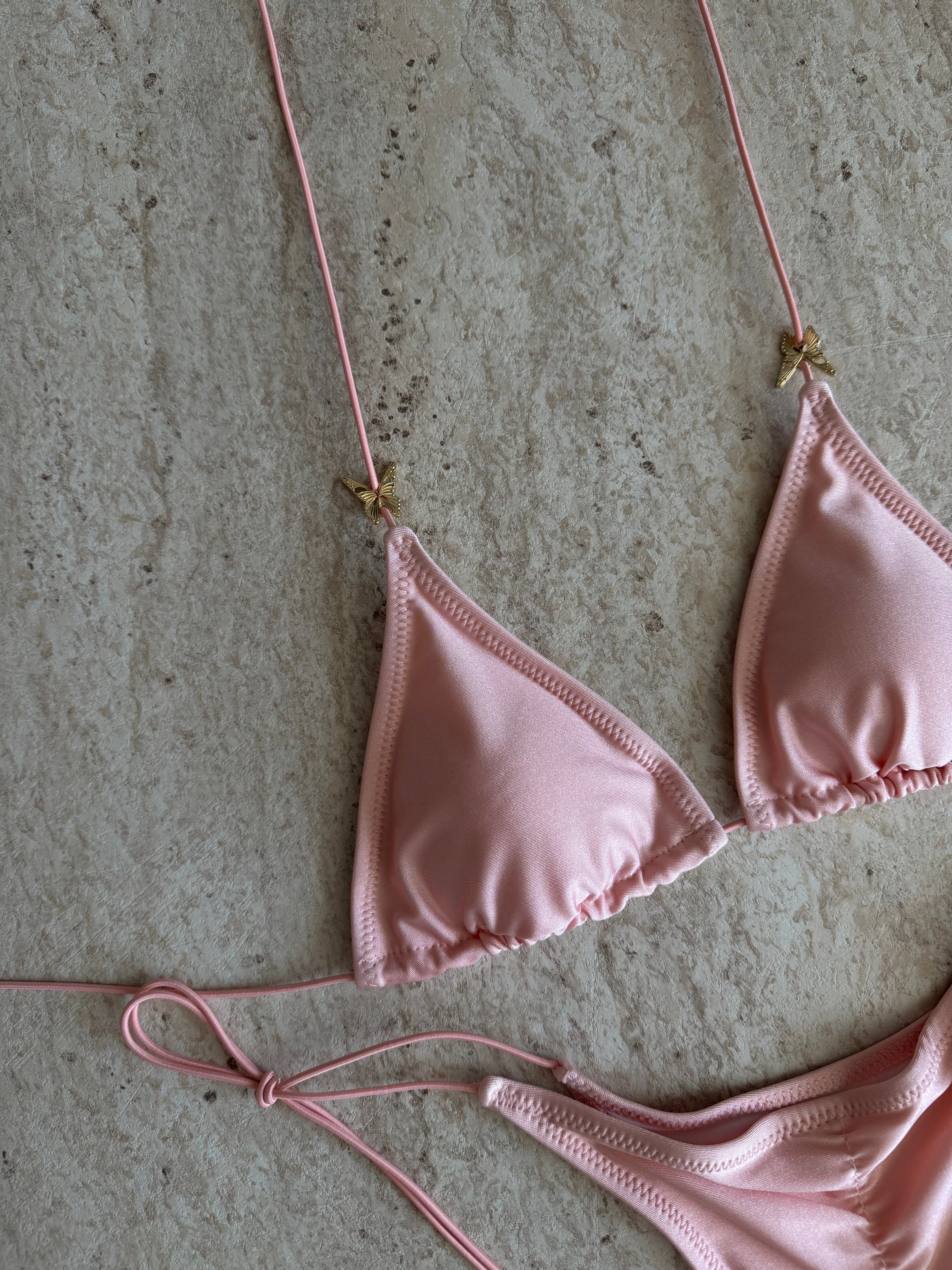CORAL BUTTERFLY RUCHED BIKINI