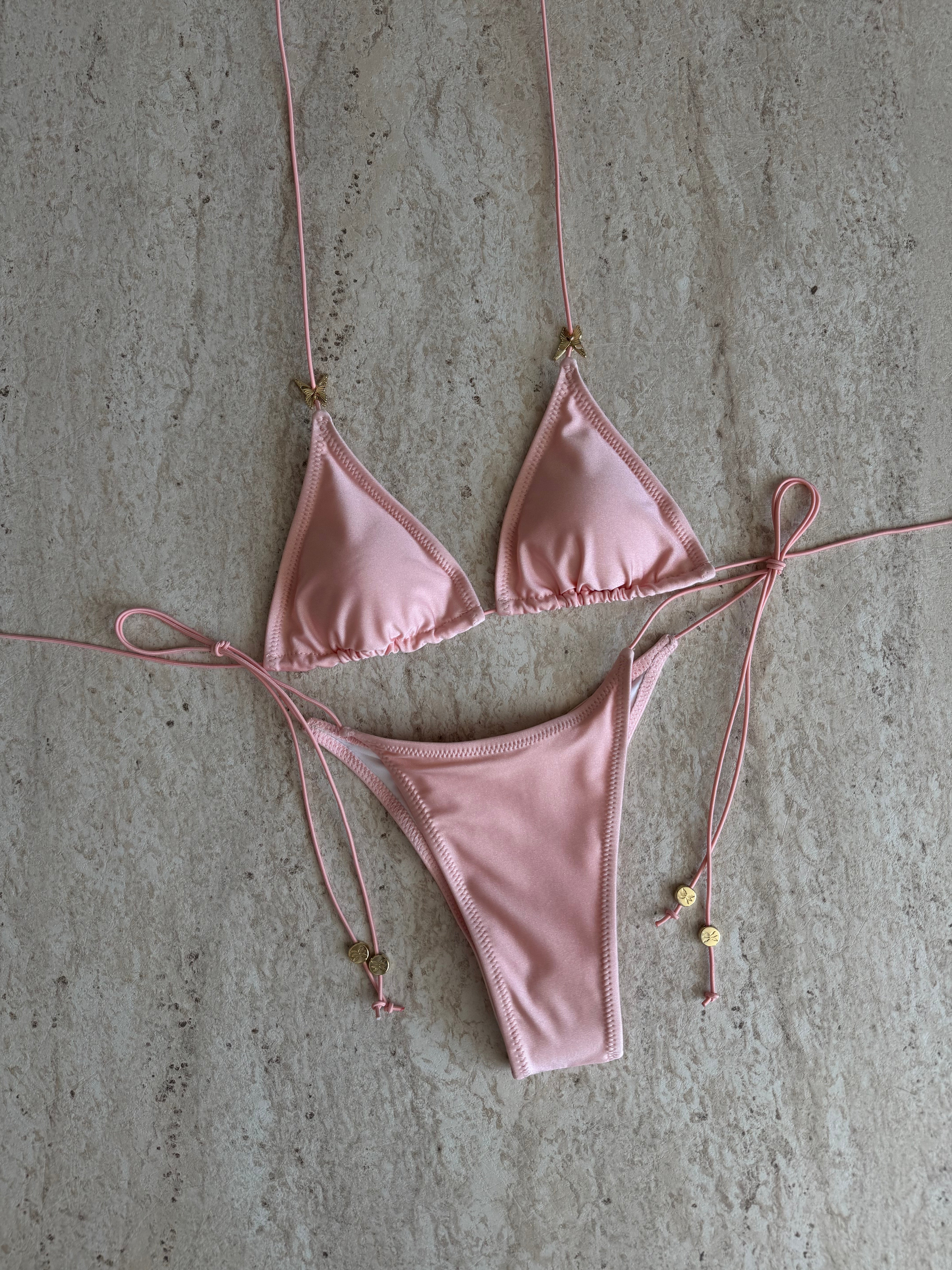 CORAL BUTTERFLY RUCHED BIKINI