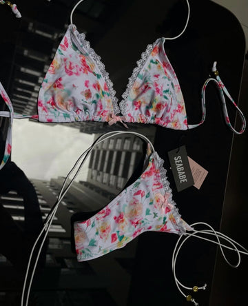 FLORAL PRINT LACE BIKINI