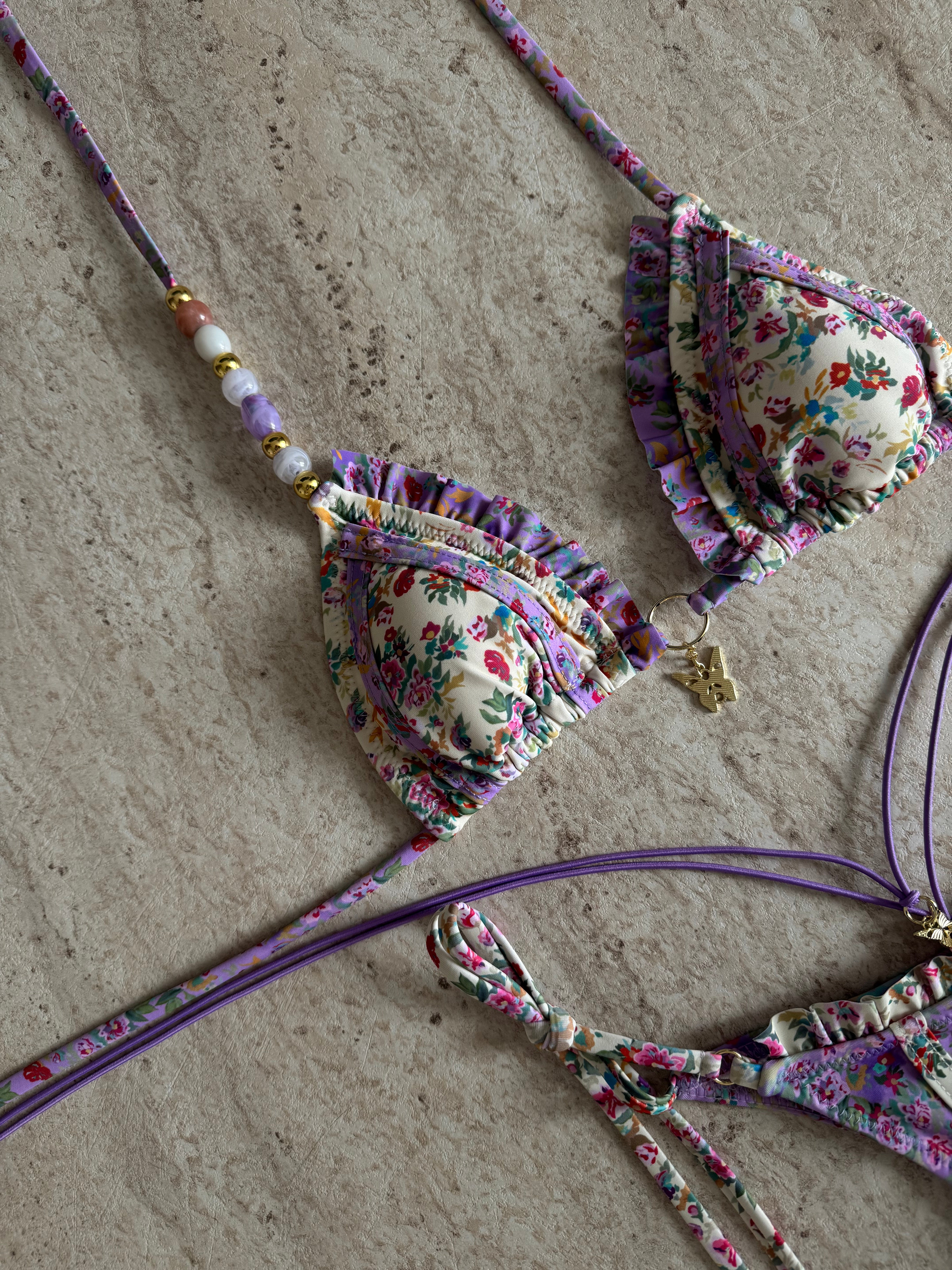 PURPLE BUTTERFLY RUCHED BIKINI