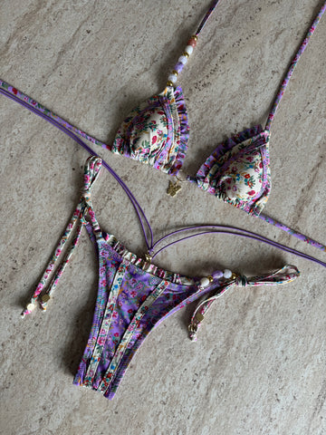 PURPLE BUTTERFLY RUCHED BIKINI